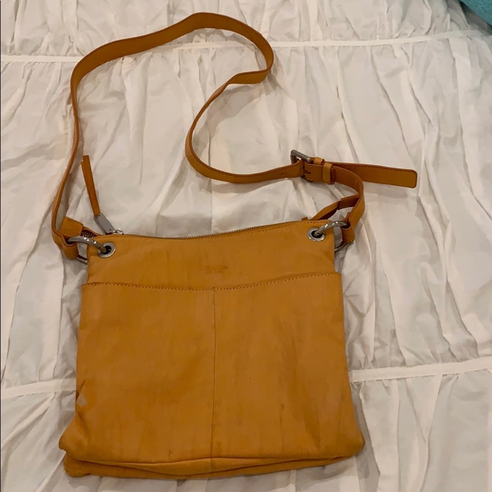 Perlina orange leather crossbody bag